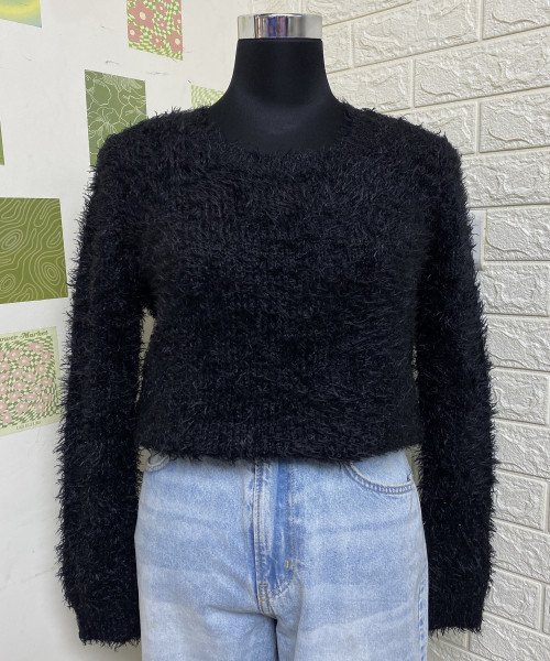 Black  Winter Fur Pullover