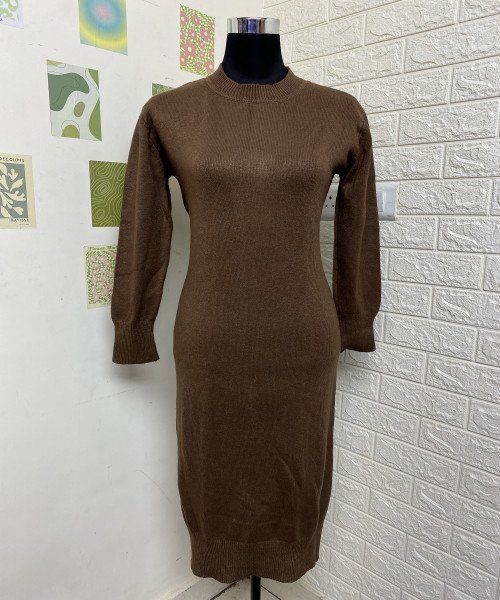 Brown Long Knitted Dress