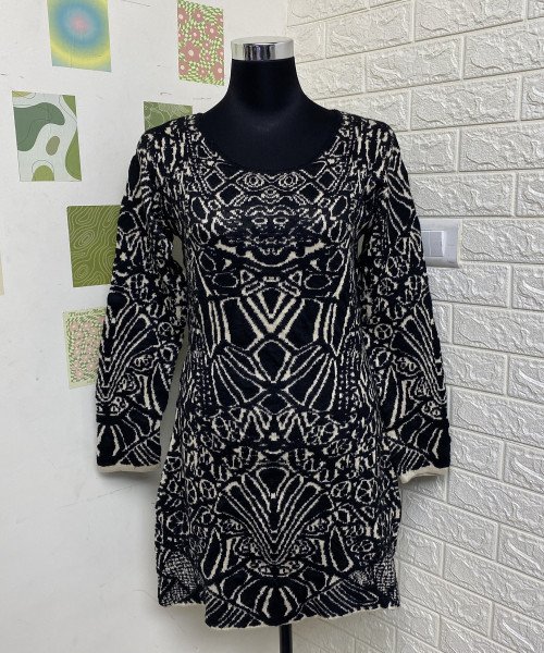 Black Printed Winter Dress