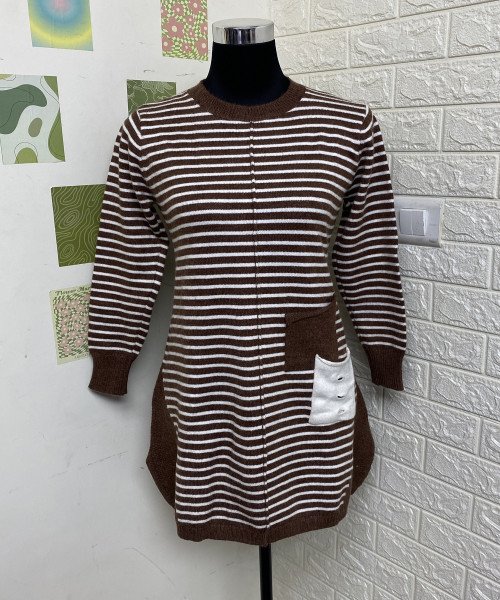 Brown With White Winter Dress