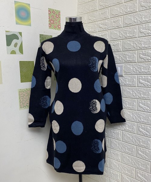 Black With White Dot Winter Dress