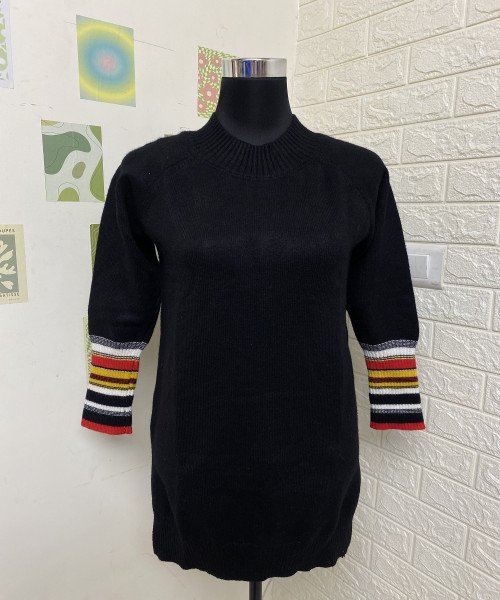 Black  Round  Neck Winter Dress