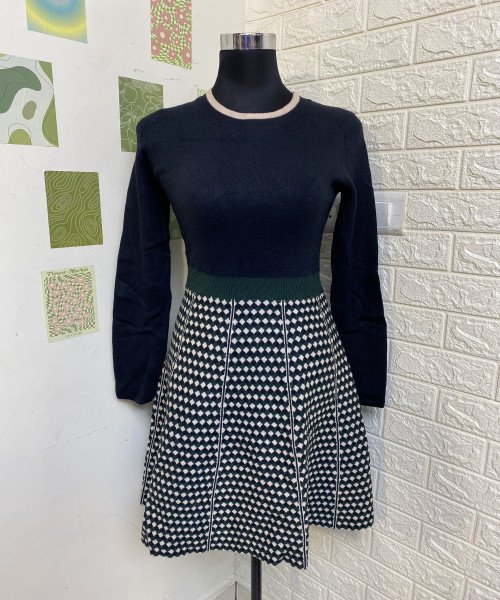 Black With White Knit Dress