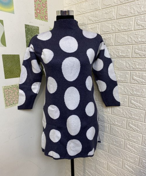 Black  With  White Dot Winter Dress