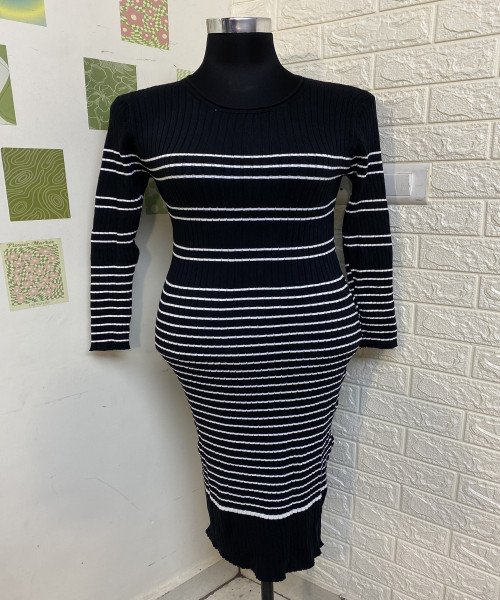 Black With White BodyCon  Dress