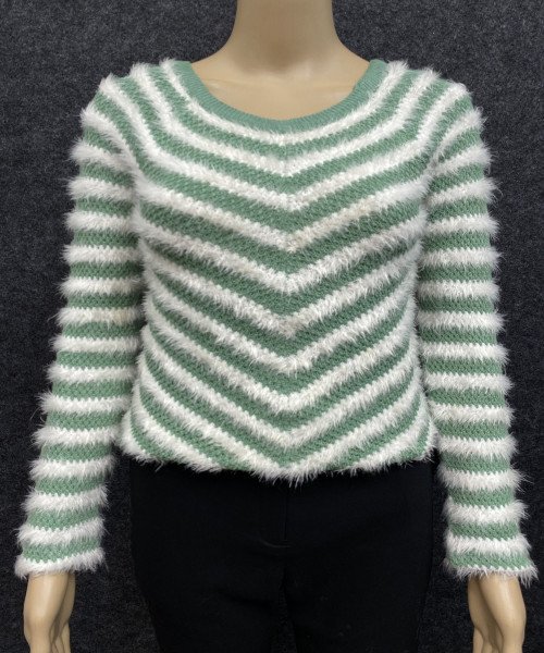 Green With White Winter Fur Pullover