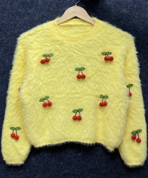 Cherry Cozy Yellow  Fur Pullover