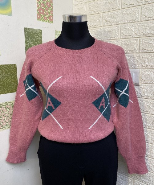 Pink With Green Winter Pullover