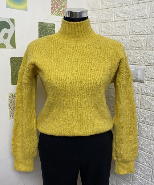 Yellow Turtle Neck Winter Pullover