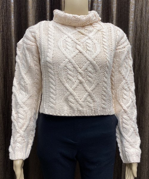 High Neck White Winter Pullover