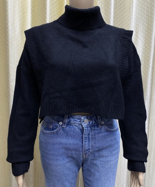 High Neck Crop Winter Pullover