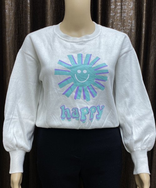 White With Sky Blue Knitted Pullover