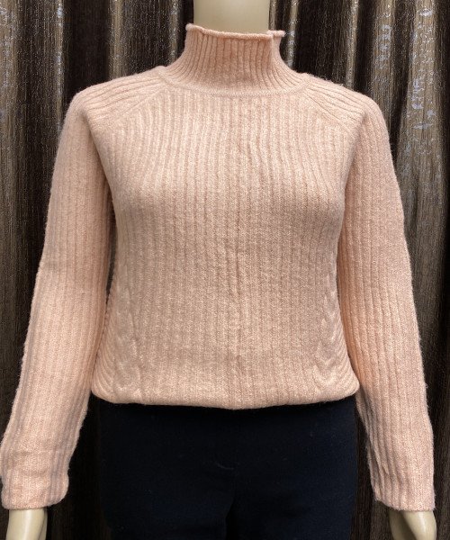 Peach High Neck Knit Pullover