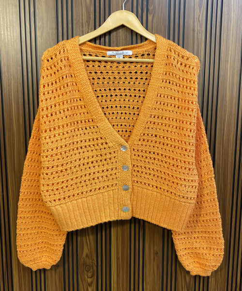 Orange Winter Cardigan For Women