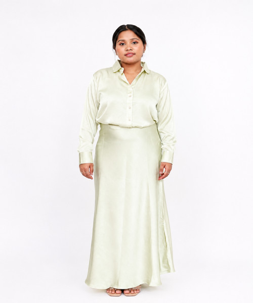 Pista Green satin Skirts