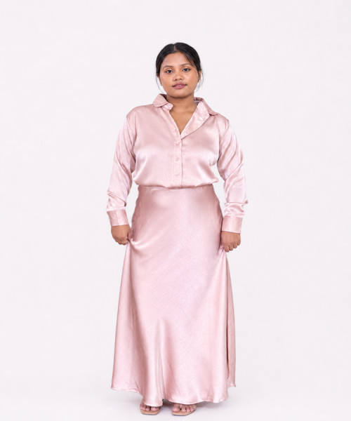 Rose Gold Satin Skirt