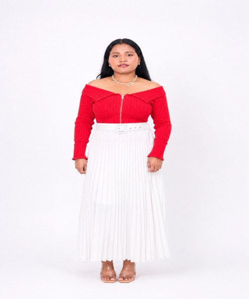 white Pleated Skirt